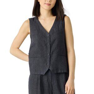 Eileen Fisher Washed Linen Délavé Tie Back Vest NWT